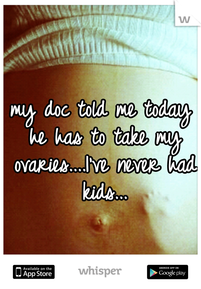 my doc told me today he has to take my ovaries....I've never had kids...