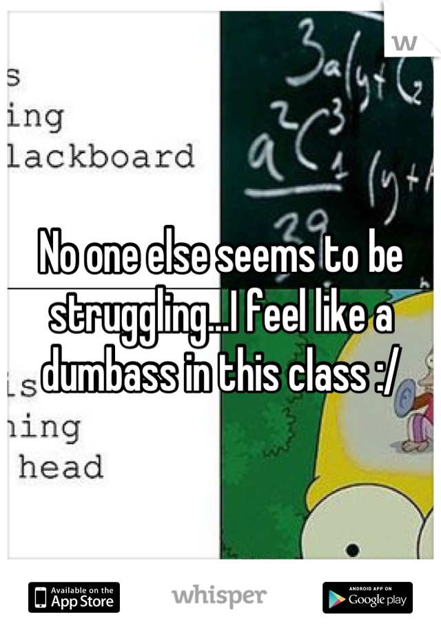 No one else seems to be struggling...I feel like a dumbass in this class :/