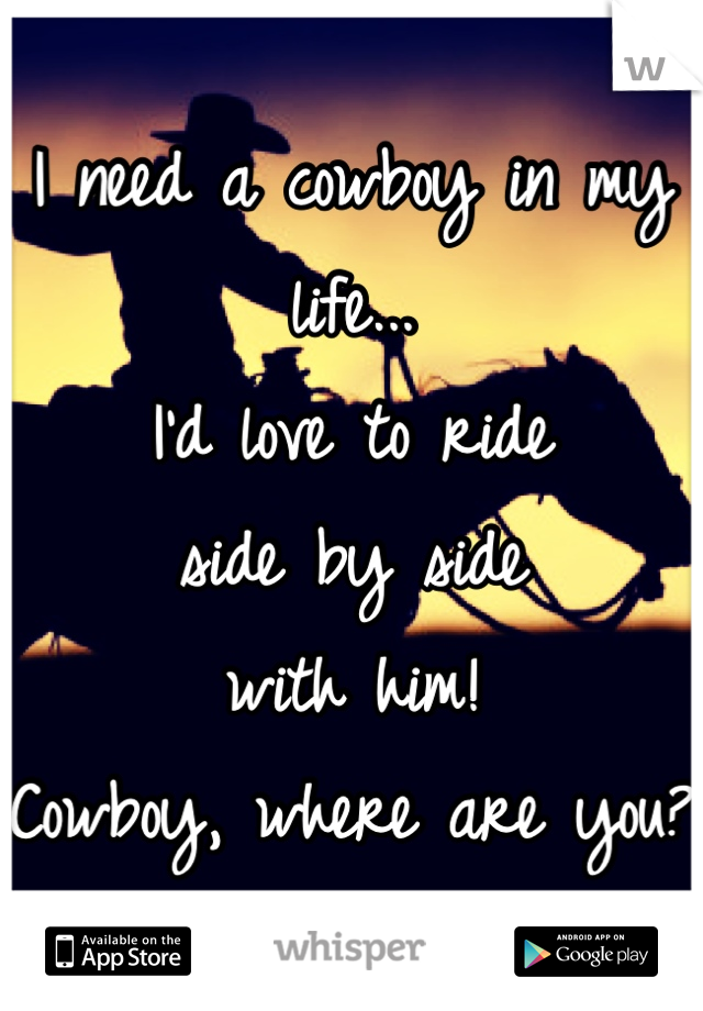 I need a cowboy in my life...
I'd love to ride 
side by side 
with him! 
Cowboy, where are you? 