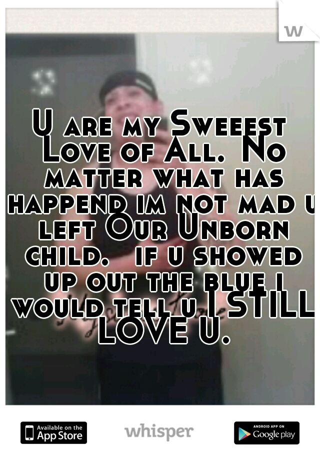 U are my Sweeest Love of All.
No matter what has happend im not mad u left Our Unborn child. 
if u showed up out the blue i would tell u I STILL LOVE U.