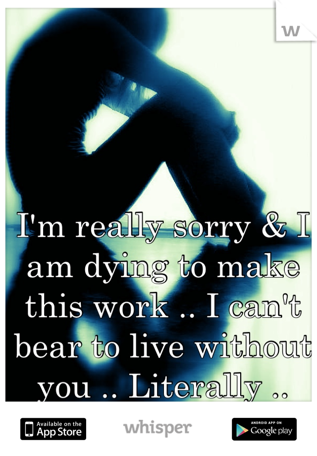 I'm really sorry & I am dying to make this work .. I can't bear to live without you .. Literally ..