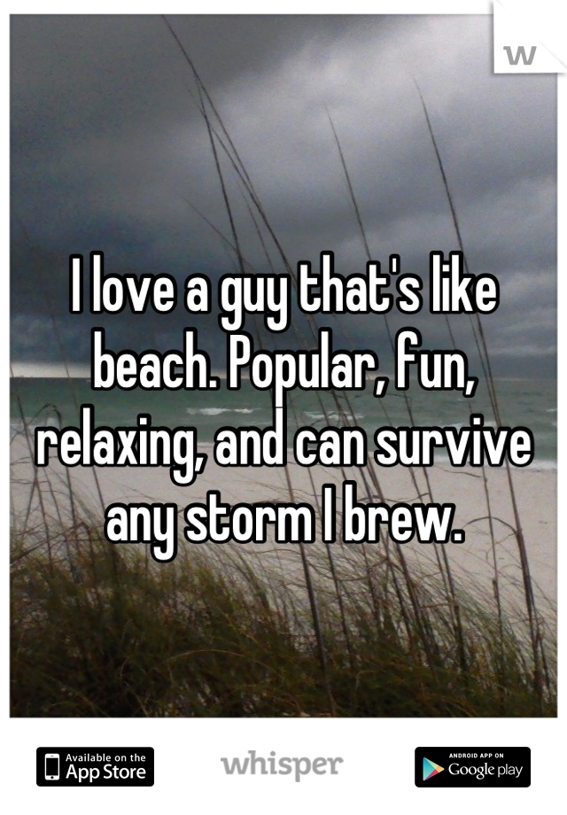 I love a guy that's like beach. Popular, fun, relaxing, and can survive any storm I brew.