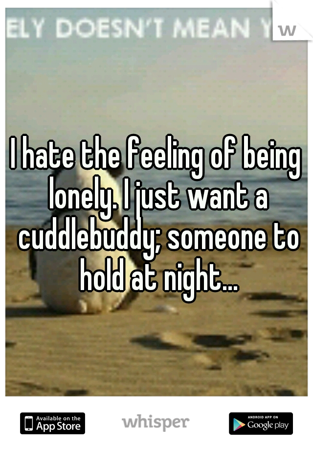 I hate the feeling of being lonely. I just want a cuddlebuddy; someone to hold at night...