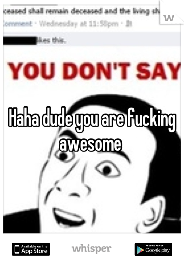 Haha dude you are fucking awesome 