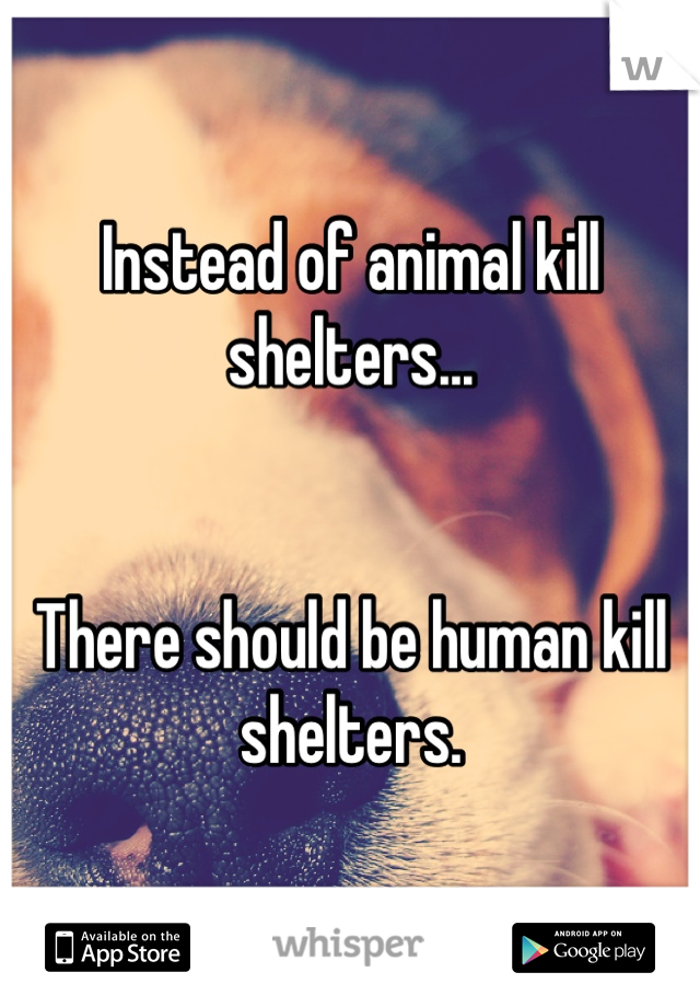 Instead of animal kill shelters...


There should be human kill shelters.