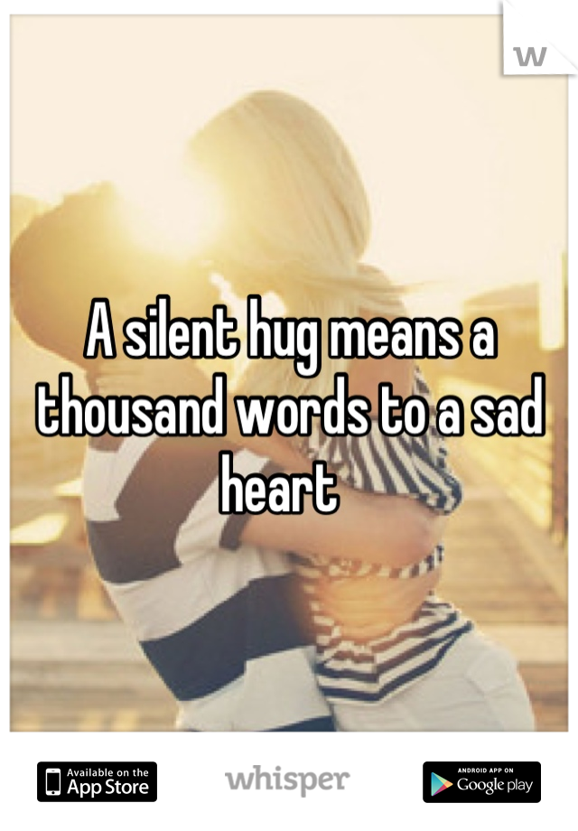 A silent hug means a thousand words to a sad heart  