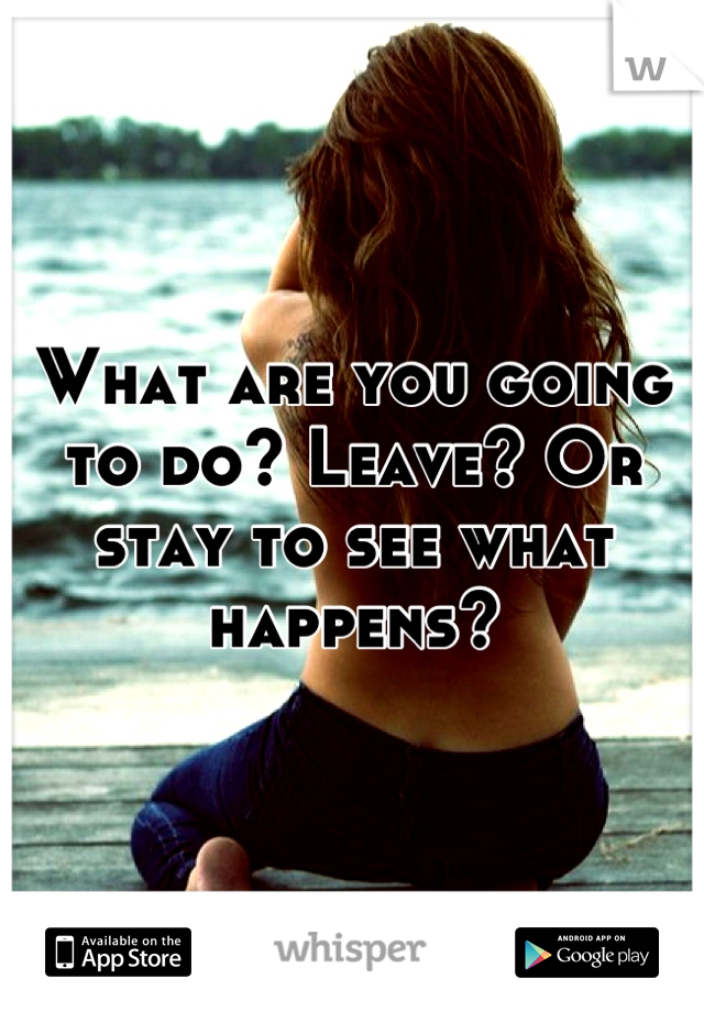 What are you going to do? Leave? Or stay to see what happens?