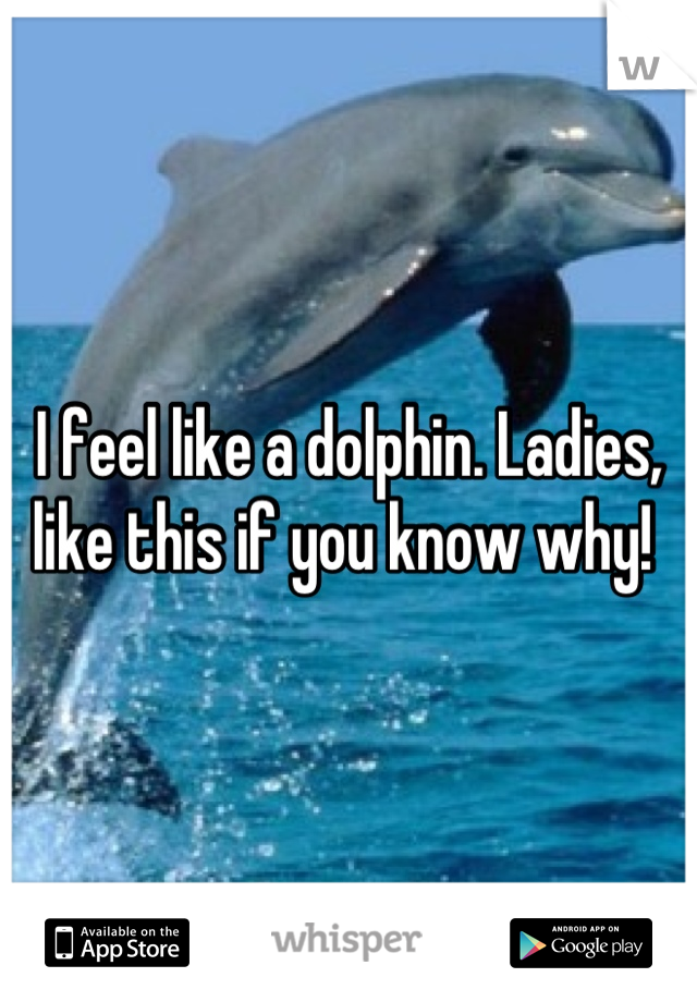 I feel like a dolphin. Ladies, like this if you know why! 