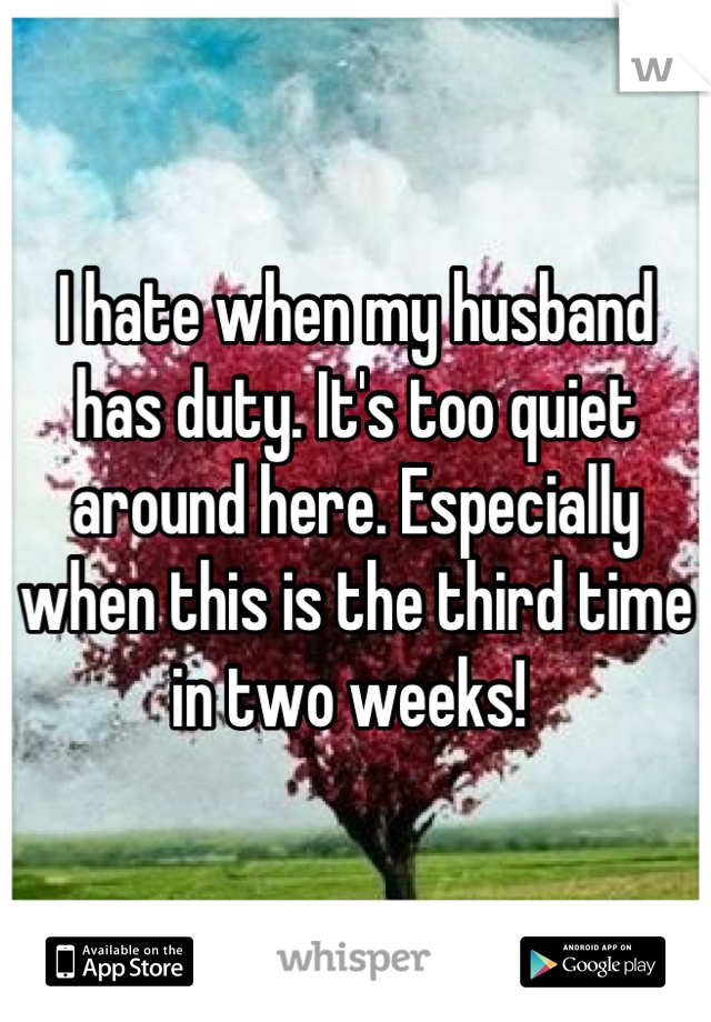 I hate when my husband has duty. It's too quiet around here. Especially when this is the third time in two weeks! 