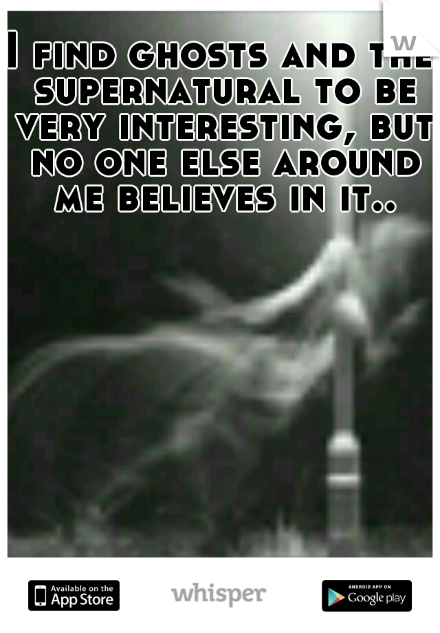 I find ghosts and the supernatural to be very interesting, but no one else around me believes in it..