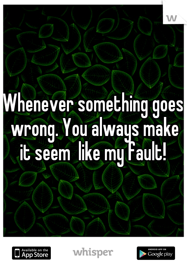 Whenever something goes wrong. You always make it seem  like my fault! 