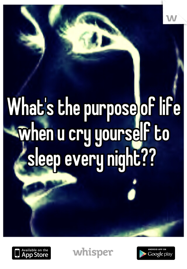 What's the purpose of life when u cry yourself to sleep every night?? 