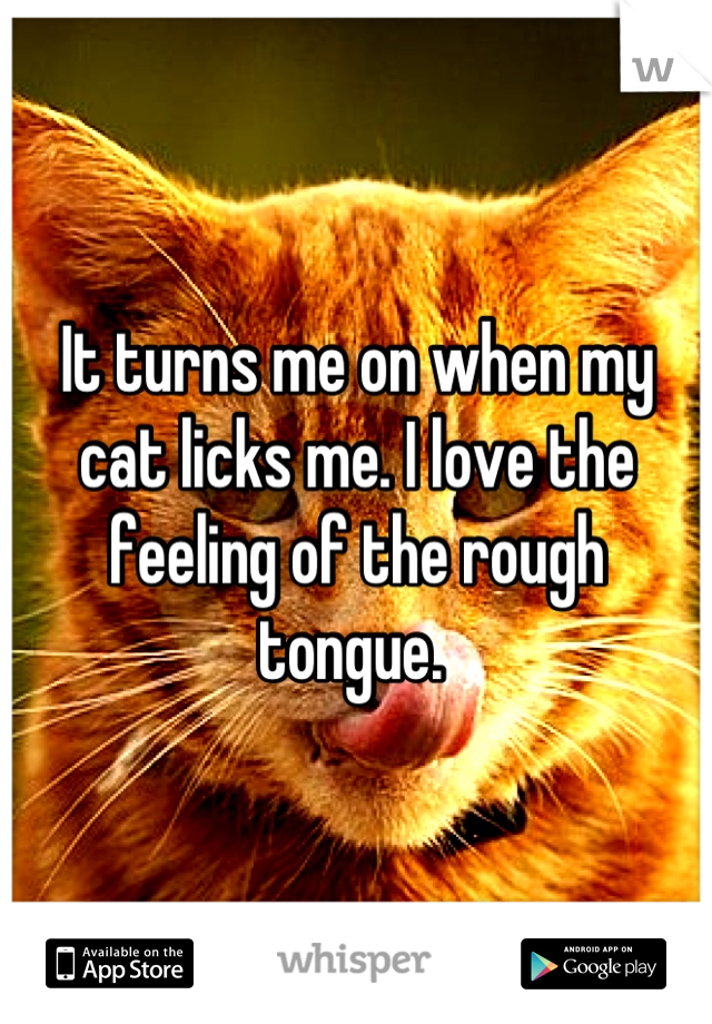 It turns me on when my cat licks me. I love the feeling of the rough tongue. 