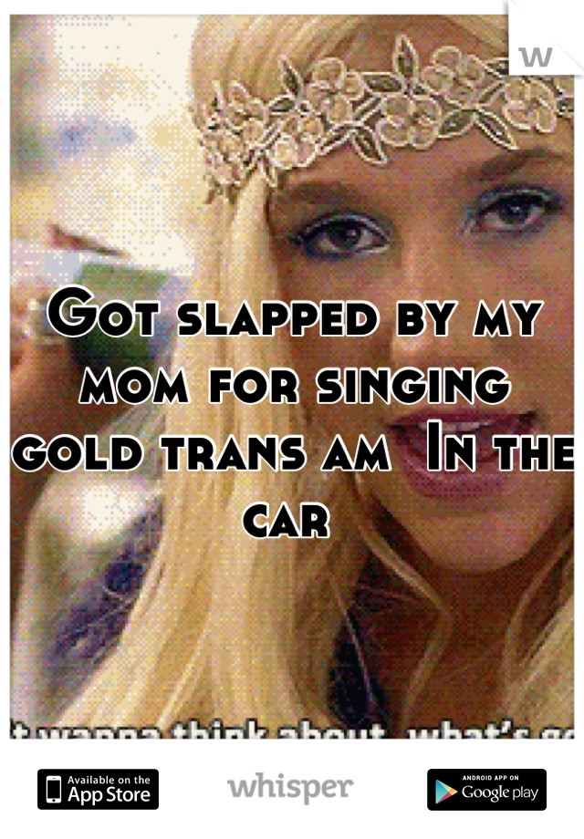 Got slapped by my mom for singing gold trans am  In the car 