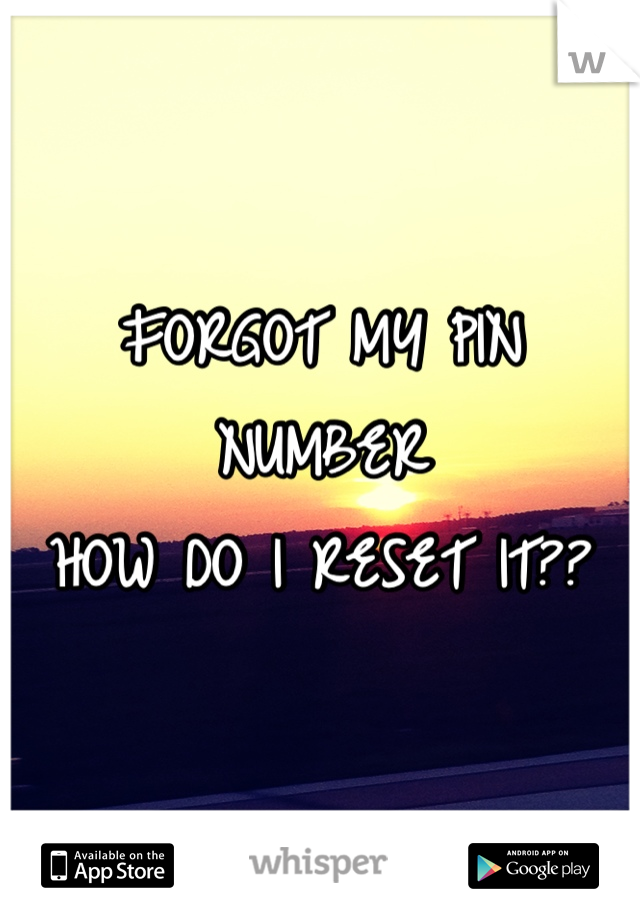 FORGOT MY PIN NUMBER 
HOW DO I RESET IT??