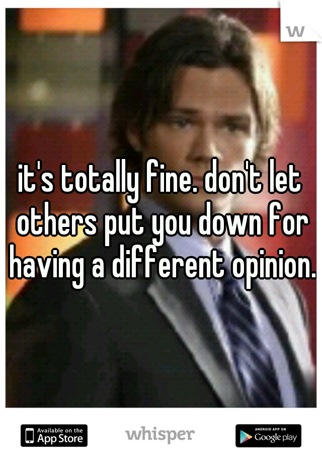 it's totally fine. don't let others put you down for having a different opinion.