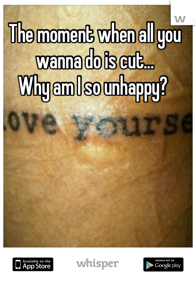 The moment when all you wanna do is cut... 
Why am I so unhappy? 