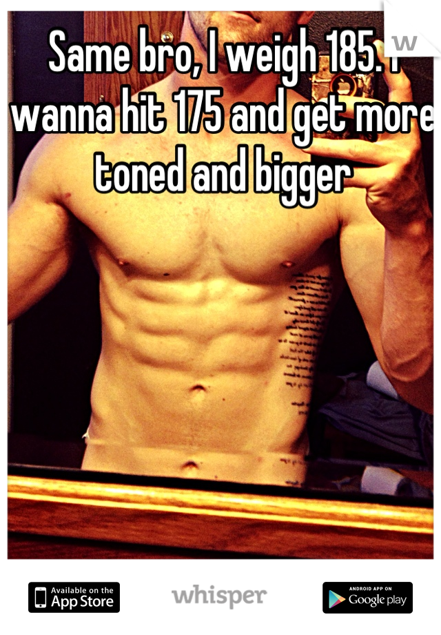 Same bro, I weigh 185. I wanna hit 175 and get more toned and bigger