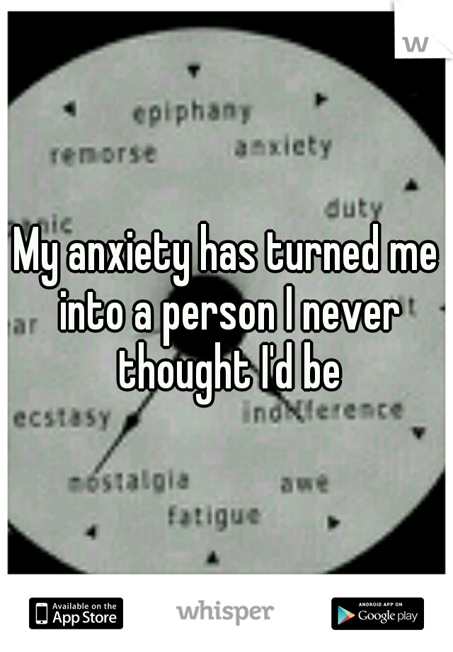 My anxiety has turned me into a person I never thought I'd be