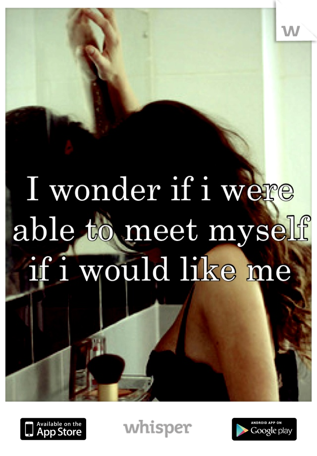 I wonder if i were able to meet myself if i would like me