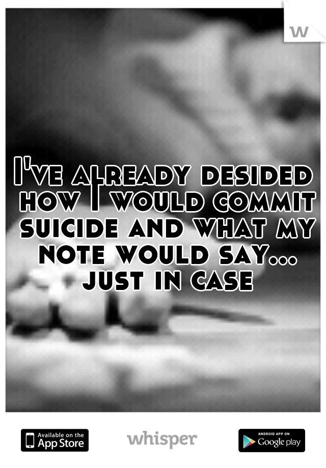 I've already desided how I would commit suicide and what my note would say... just in case