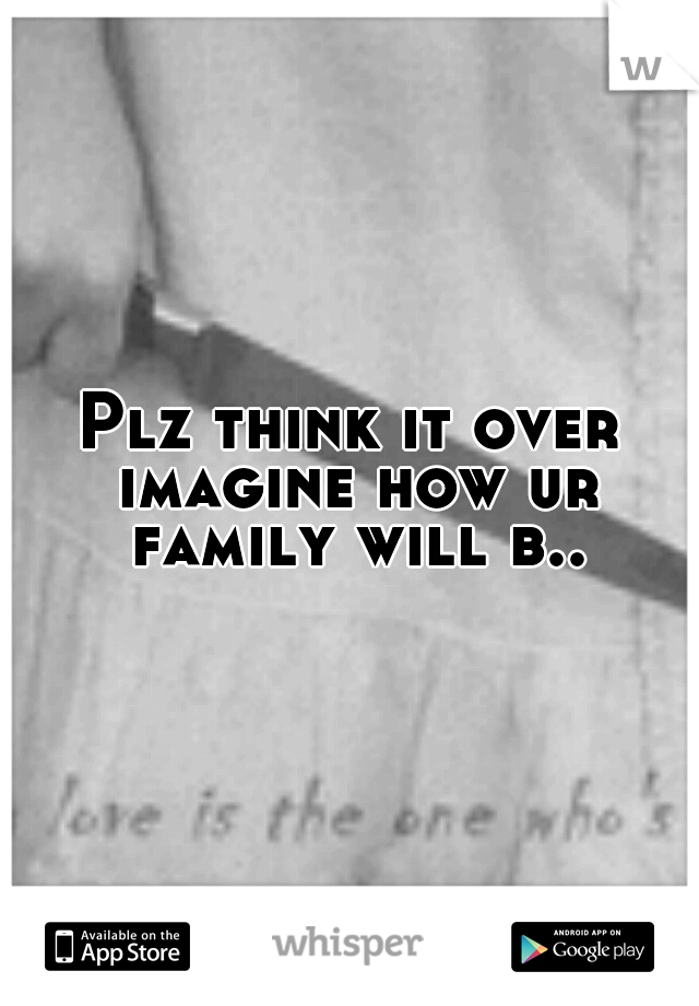 Plz think it over imagine how ur family will b..