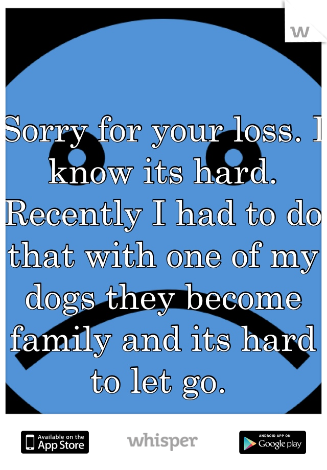 Sorry for your loss. I know its hard. Recently I had to do that with one of my dogs they become family and its hard to let go. 
