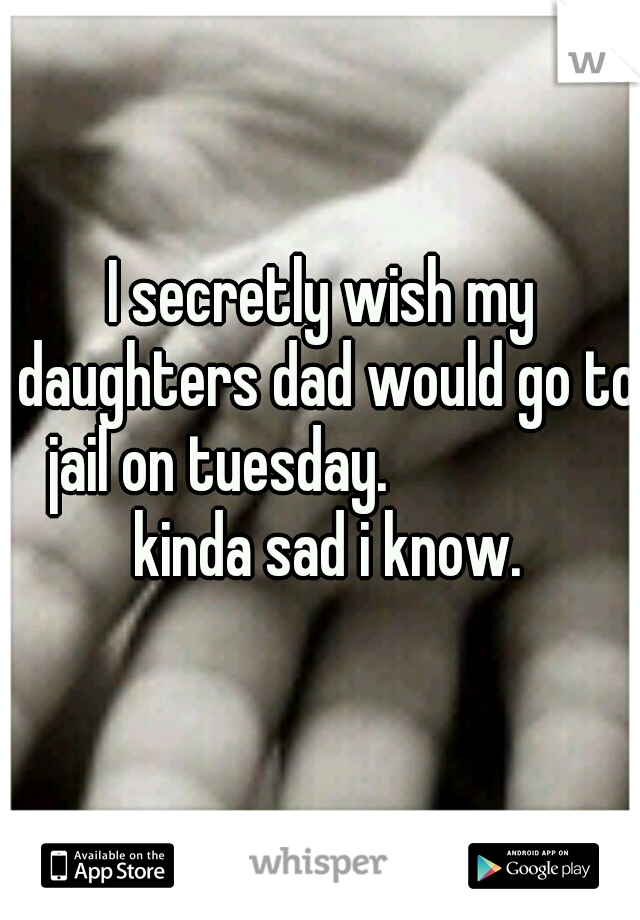 I secretly wish my daughters dad would go to jail on tuesday.



        kinda sad i know.