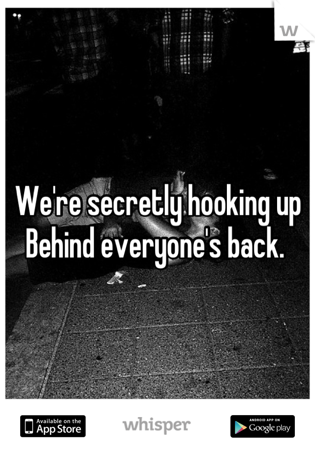 We're secretly hooking up 
Behind everyone's back. 
