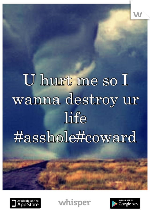 U hurt me so I wanna destroy ur life #asshole#coward