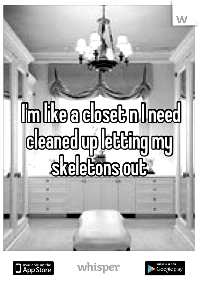  I'm like a closet n I need cleaned up letting my skeletons out
