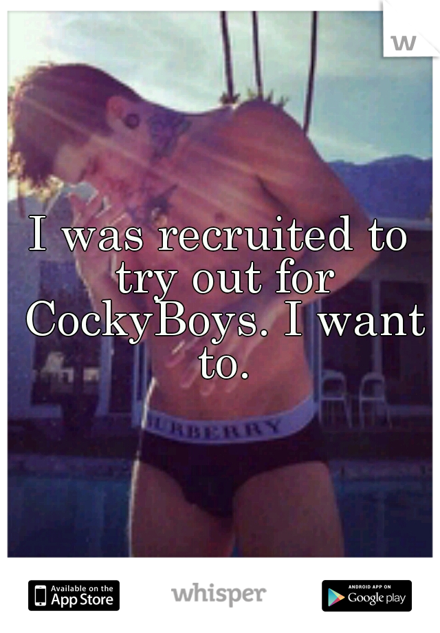 I was recruited to try out for CockyBoys. I want to.