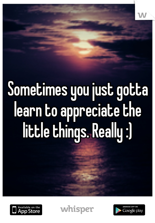 Sometimes you just gotta learn to appreciate the little things. Really :)