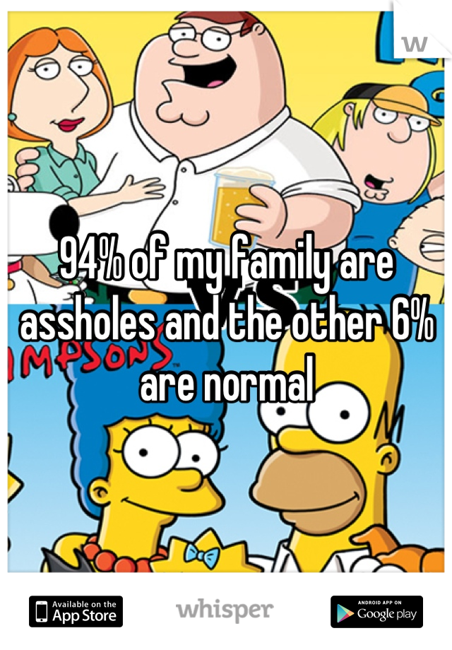 94% of my family are assholes and the other 6% are normal