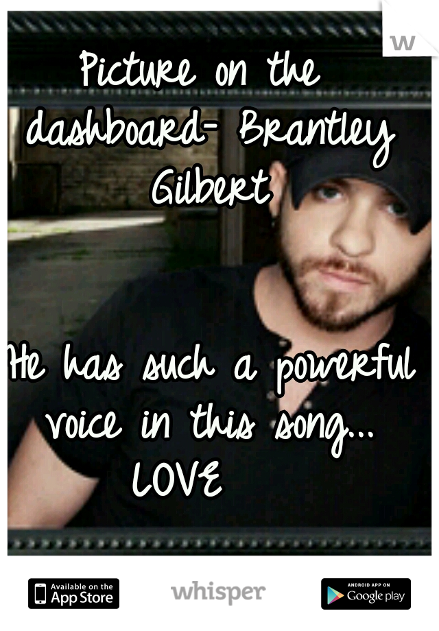 Picture on the dashboard- Brantley Gilbert 







































He has such a powerful voice in this song... LOVE


