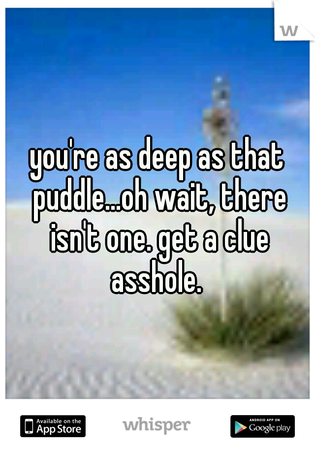 you're as deep as that puddle...oh wait, there isn't one. get a clue asshole. 