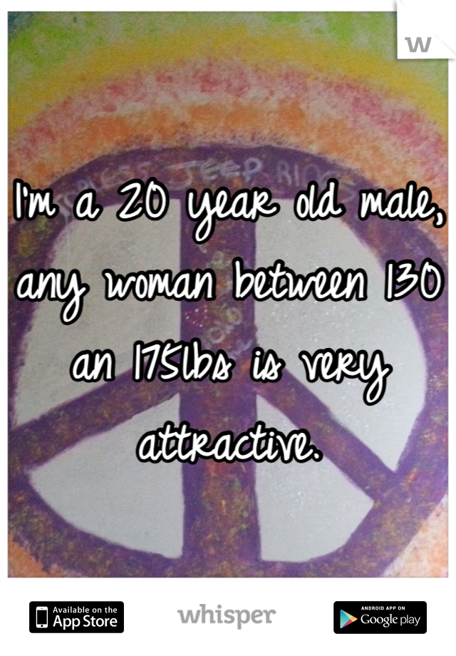 I'm a 20 year old male, any woman between 130 an 175lbs is very attractive.