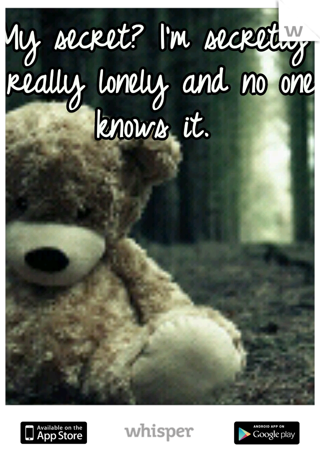 My secret?
I'm secretly really lonely and no one knows it. 