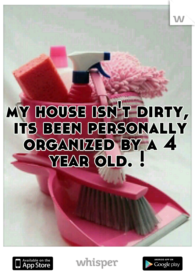 my house isn't dirty, its been personally organized by a 4 year old. ! 