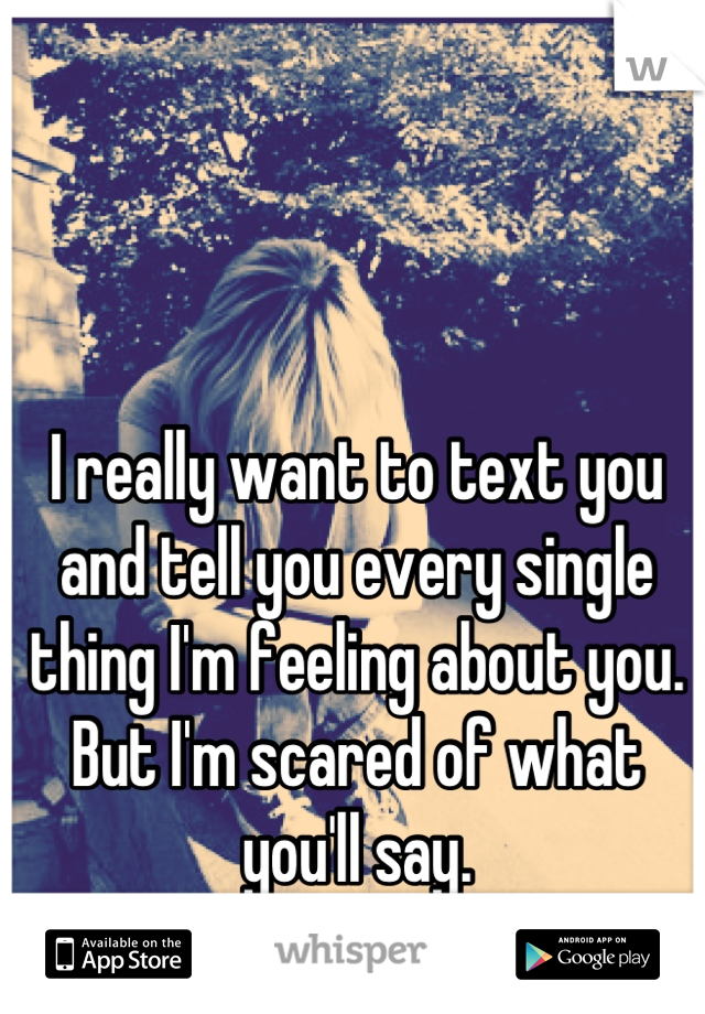 I really want to text you and tell you every single thing I'm feeling about you. But I'm scared of what you'll say.