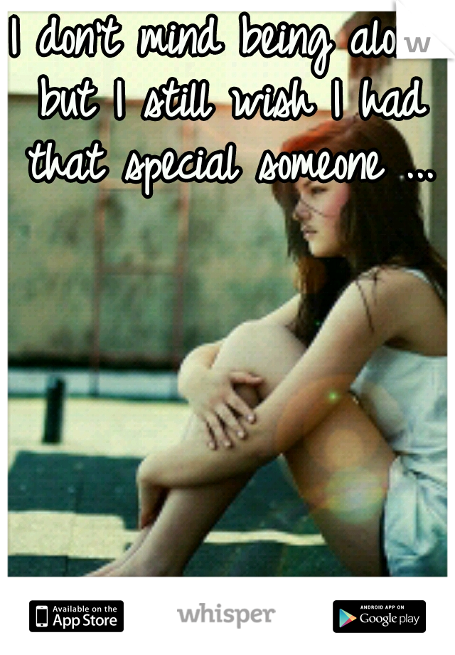 I don't mind being alone but I still wish I had that special someone ...