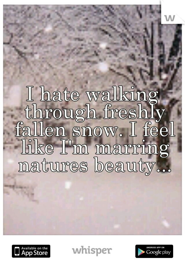 I hate walking through freshly fallen snow. I feel like I'm marring natures beauty...