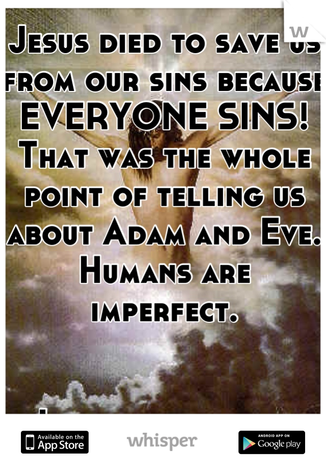 Jesus died to save us from our sins because 
EVERYONE SINS! 
That was the whole point of telling us about Adam and Eve. 
Humans are imperfect. 


Ignorant people.