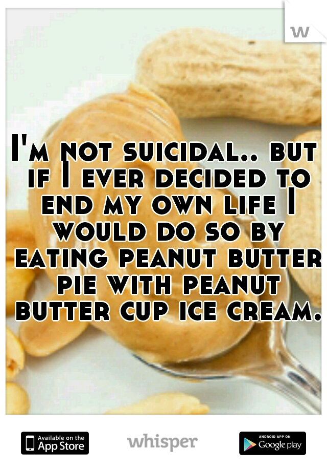 I'm not suicidal.. but if I ever decided to end my own life I would do so by eating peanut butter pie with peanut butter cup ice cream.