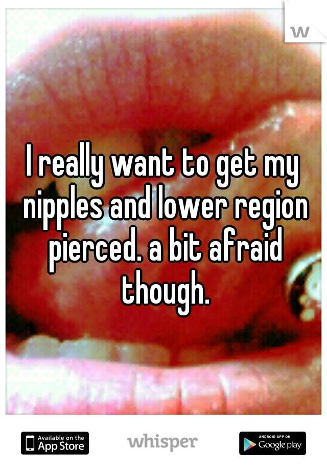 I really want to get my nipples and lower region pierced. a bit afraid though.