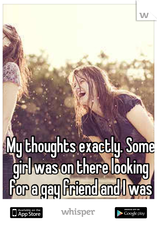 My thoughts exactly. Some girl was on there looking for a gay friend and I was like "boys only, get out". 