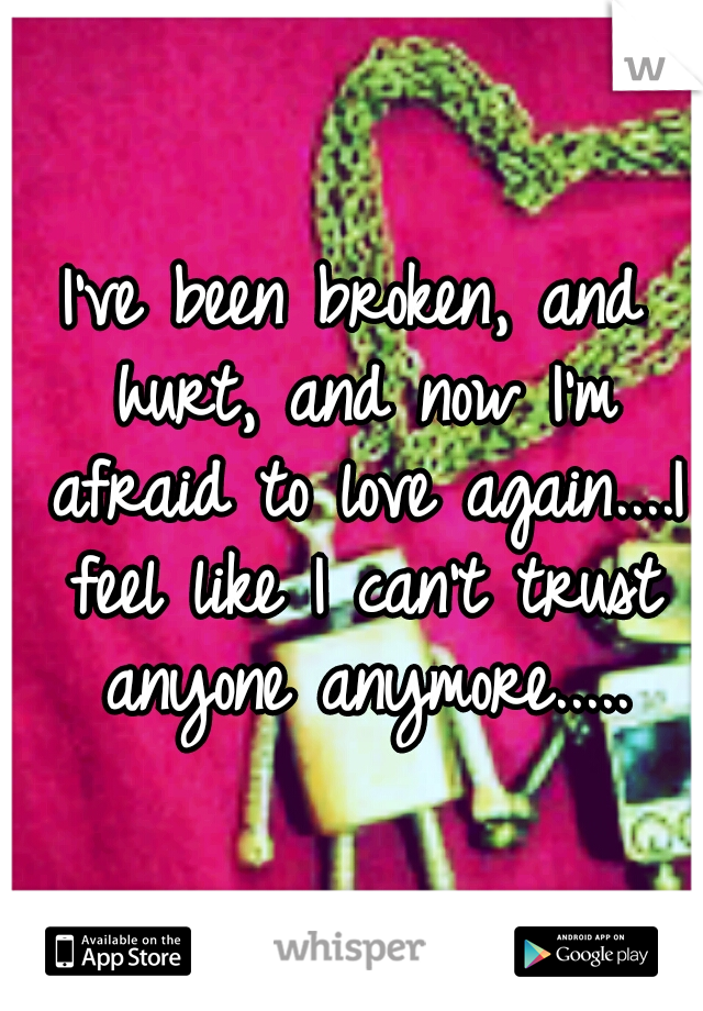 I've been broken, and hurt, and now I'm afraid to love again....I feel like I can't trust anyone anymore.....