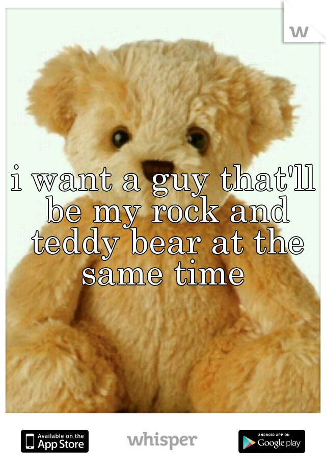 i want a guy that'll be my rock and teddy bear at the same time 