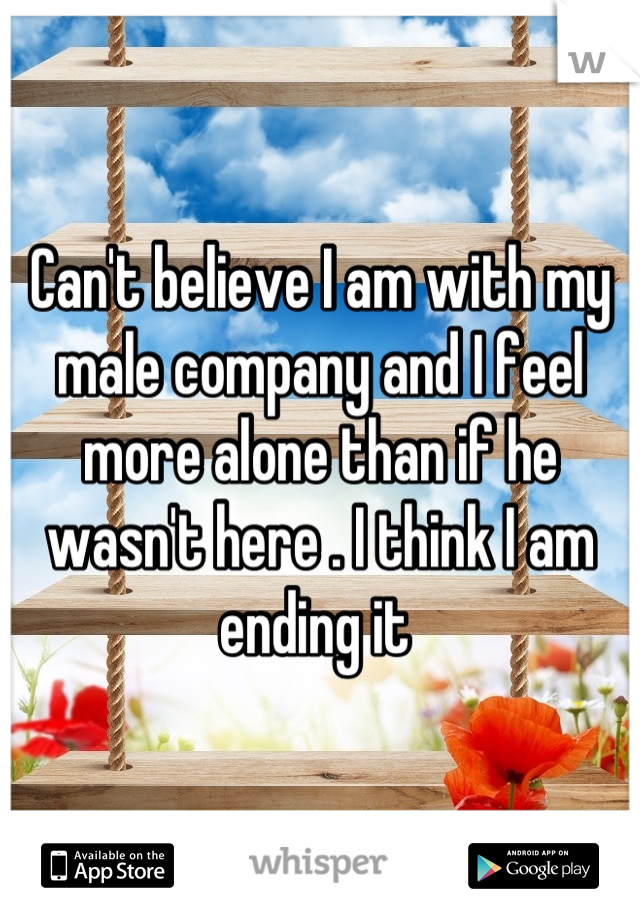 Can't believe I am with my male company and I feel more alone than if he wasn't here . I think I am ending it 