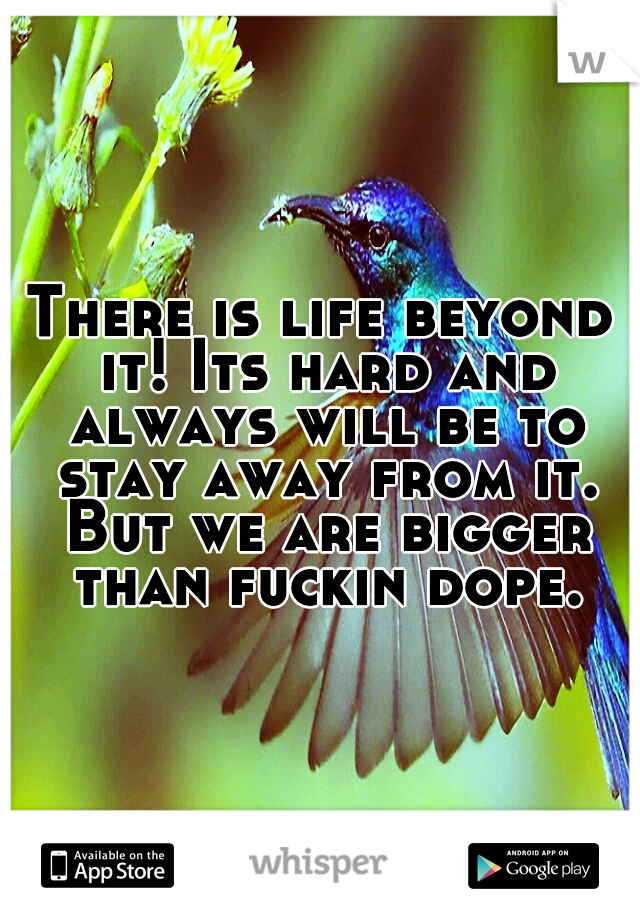 There is life beyond it! Its hard and always will be to stay away from it. But we are bigger than fuckin dope.